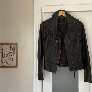 ALLSAINTS Brown Leather Jacket Sz.4